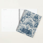 Elegant  toile de jouy blauw monogram planner (Display)