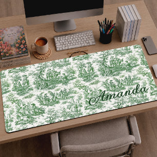 Élégant Toile de Jouy Monogram Vert