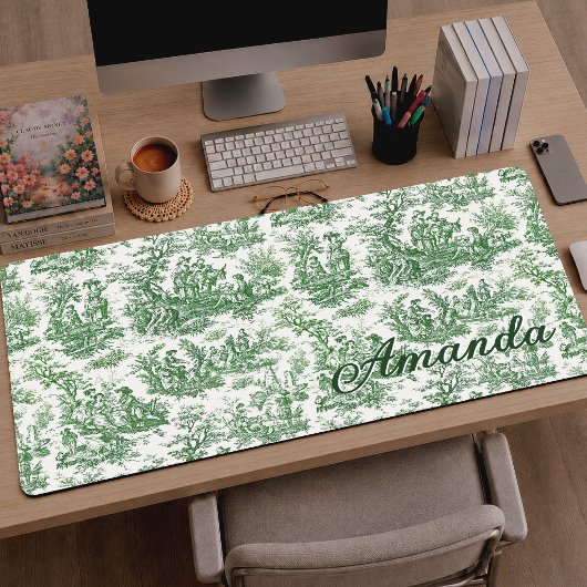 Élégant Toile de Jouy Monogram Vert