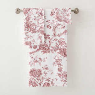 Élégant Toile Florale Vintage Gravée rose