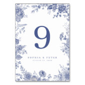 Elegant Toile Frans Blauw Bloemen Tafelnummer (Voorkant)