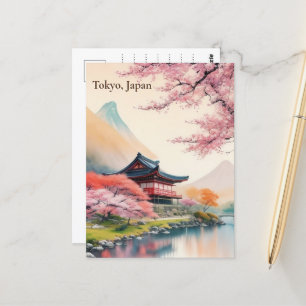 Elegant Tokyo, Japan Waterverf Reizen Pos Briefkaart