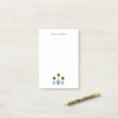 Elegant Topiaries in blauwe en witte potten Post-it® Notes (Op bureau)