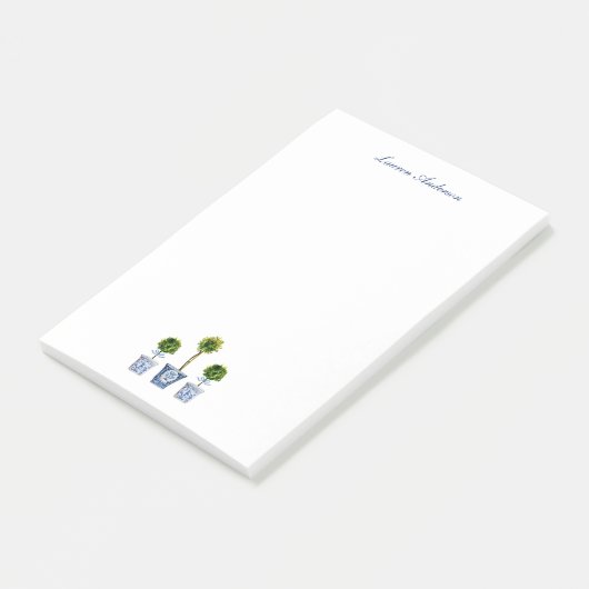 Elegant Topiaries in blauwe en witte potten Post-it® Notes (Schuin)