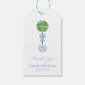 Elegant Topiary Boy Baby shower Dank u Cadeaulabel (Voorkant)