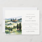 Elegant Toscane Italië Aquarel Landschap Bruiloft Kaart (Voorkant)