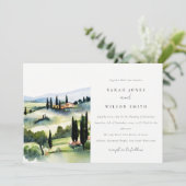 Elegant Toscane Italië Aquarel Landschap Bruiloft Kaart (Staand voorkant)