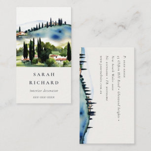 Elegant Toscane Italië Aquarel Landschap Visitekaartje