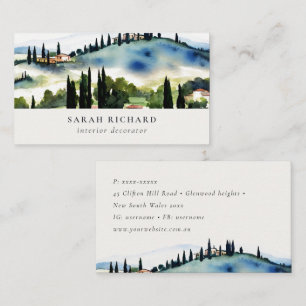 Elegant Toscane Italië Aquarel Landschap Visitekaartje