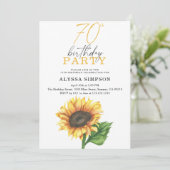 Elégant tournesol 70e anniversaire Invitation (Debout devant)