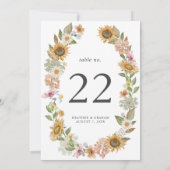 Élégant Tournesol Numéro de table (Dos)