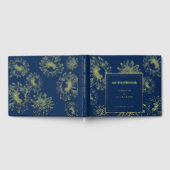 Elégant tournesol or Foil bleu mariage Livre d'or (Complet)