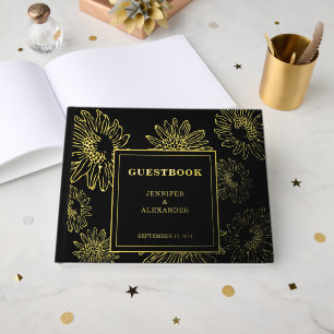 Elégant tournesol or Foil mariage Livre d'or