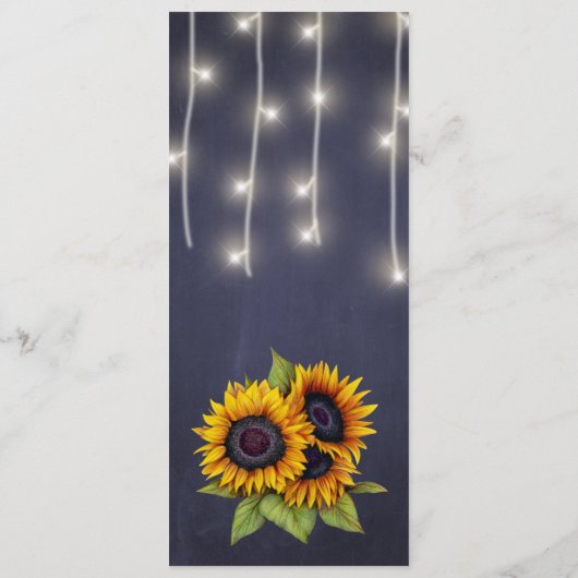 Elégant tournesol rustique tombent menu mariage ma (Dos)