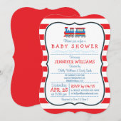 Elégant Toy Train Baby shower Invitation (Devant / Derrière)