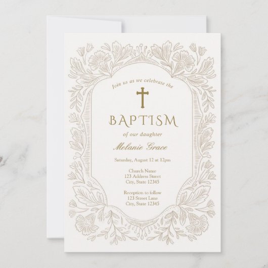Elegant Traditional Baptism Invitation Kaart (Voorkant)