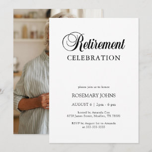 Elegant Traditional Calligraphy Photo Retirement Kaart