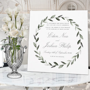 Elegant Traditional Olive Branch Wreath Wedding Kaart