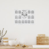 Elegant Traditional Photo Wedding Seding Chart Poster (Keuken)