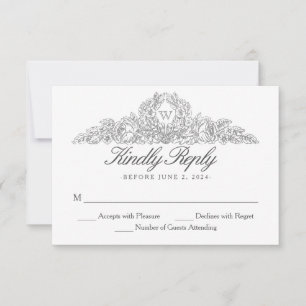 Elegant Traditioneel Versailles Gray Wedding RSVP Kaartje