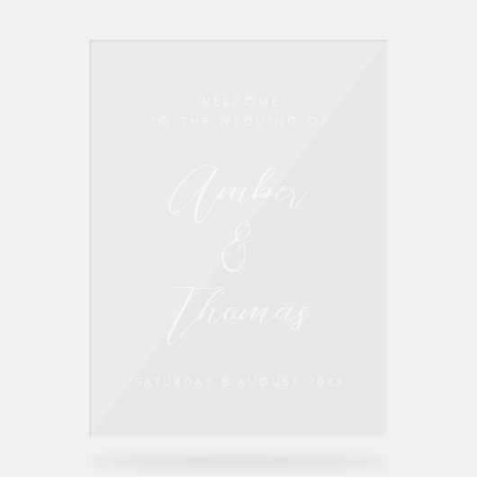 Elegant Transparant Acryl Bruiloft Welkomstbord Acryl Bord (Voorkant)