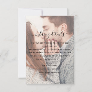 Elegant Transparant Photo Wedding Detail Card Kaart