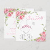Élégant transport Rose Rose Baby Shower Invitation (Devant / Derrière)