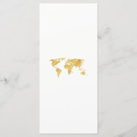 Elégant Travel Gold World Map Menu Mariage (Dos)