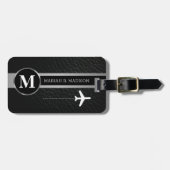 Elegant Traveller Goud Metaal & Leer monogram Bagagelabel (Voorkant horizontaal)
