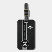 Elegant Traveller Goud Metaal & Leer monogram Bagagelabel (Voorkant verticaal)