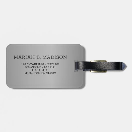 Elegant Traveller Goud Metaal & Leer monogram Bagagelabel (Achterkant horizontaal)