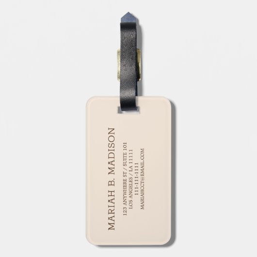 Elegant Traveller Goud Metaal & Leer Monogrammed Bagagelabel (Achterkant verticaal)