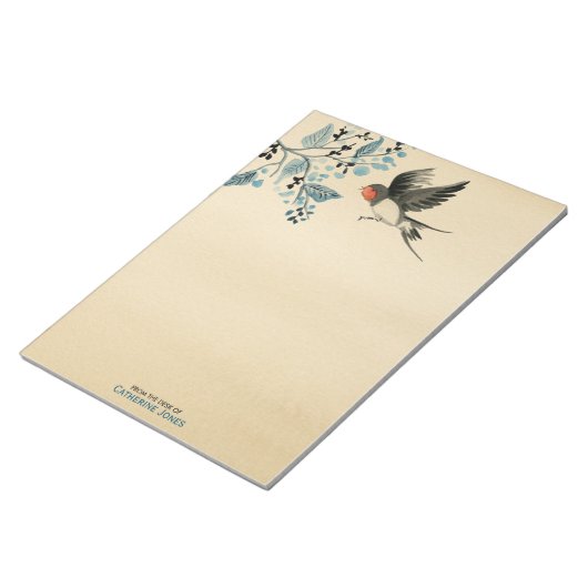 Elegant Tree Branch en Bird | perkament Notitieblok (Schuin)