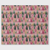 Elegant Tree Branches on Pink Holiday Art Cadeaupapier (Vlak)