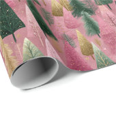 Elegant Tree Branches on Pink Holiday Art Cadeaupapier (Rol Hoek)