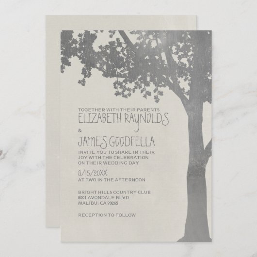 Elegant Tree Branches Wedding Invitations Kaart (Voorkant / Achterkant)