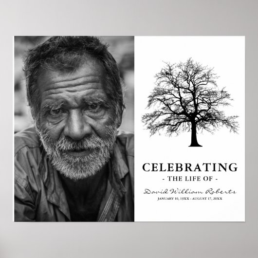 Elegant Tree | Foto begrafenisherdenking Poster (Voorkant)