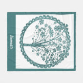 Elegant Tree of Life Blue Glitter Namaste Fleece Deken (Voorkant (Horizontaal))