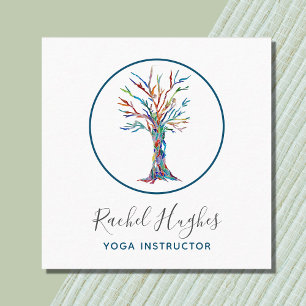 Elegant Tree of Life Yoga Instructor Vierkante Visitekaartje