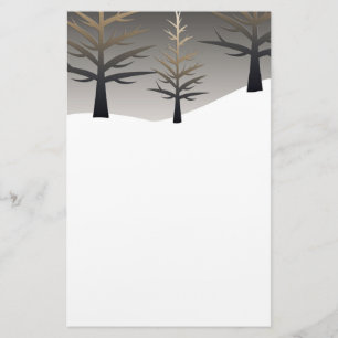 Elegant Tree Silhouettes op sneeuwlandschap Briefpapier