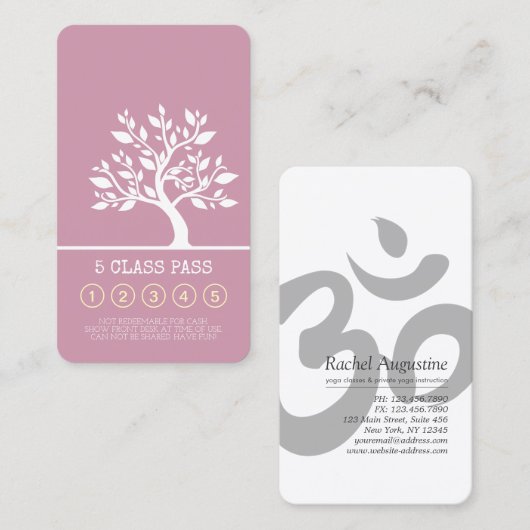 Elegant Tree Yoga Instructor Class Pass Loyalty (Voorkant / Achterkant)