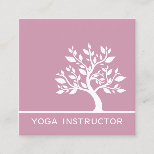Elegant Tree Yoga Instructor Wellness Life Coach Vierkante Visitekaartje (Voorkant)