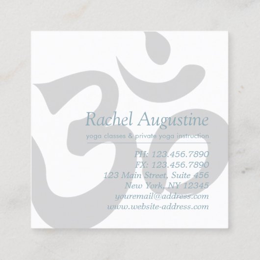 Elegant Tree Yoga Instructor Wellness Life Coach Vierkante Visitekaartje (Achterkant)