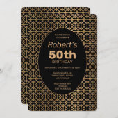 Elégant treillis 50e anniversaire Invitation (Devant / Derrière)