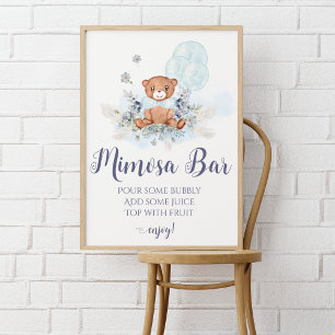 Elegant Trendy Blauw Jongen Teddy Bear Mimosa Bar Poster