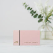 Elegant Trendy Blush Pink Gold Elite Plain Luxe Visitekaartje (Staand voorkant)