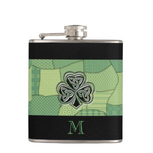 Elegant trendy boft Ierse shamrock patchwork Heupfles