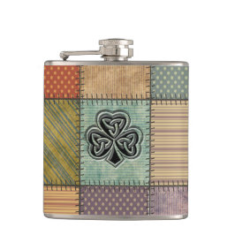 Elegant trendy boft Ierse shamrock patchwork Heupfles