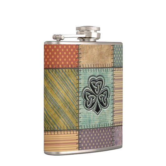 Elegant trendy boft Ierse shamrock patchwork Heupfles (Rechts)
