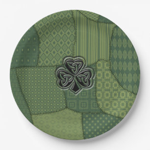 Elegant trendy boft Ierse shamrock patchwork Papieren Bordje